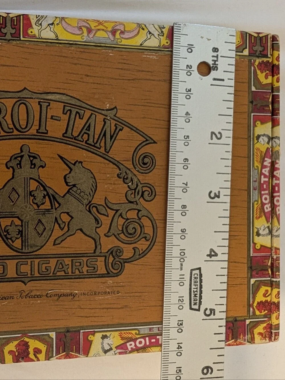 VINTAGE El Roi-Tan Cigar Box Decorative Red Yellow Brown Storage Container